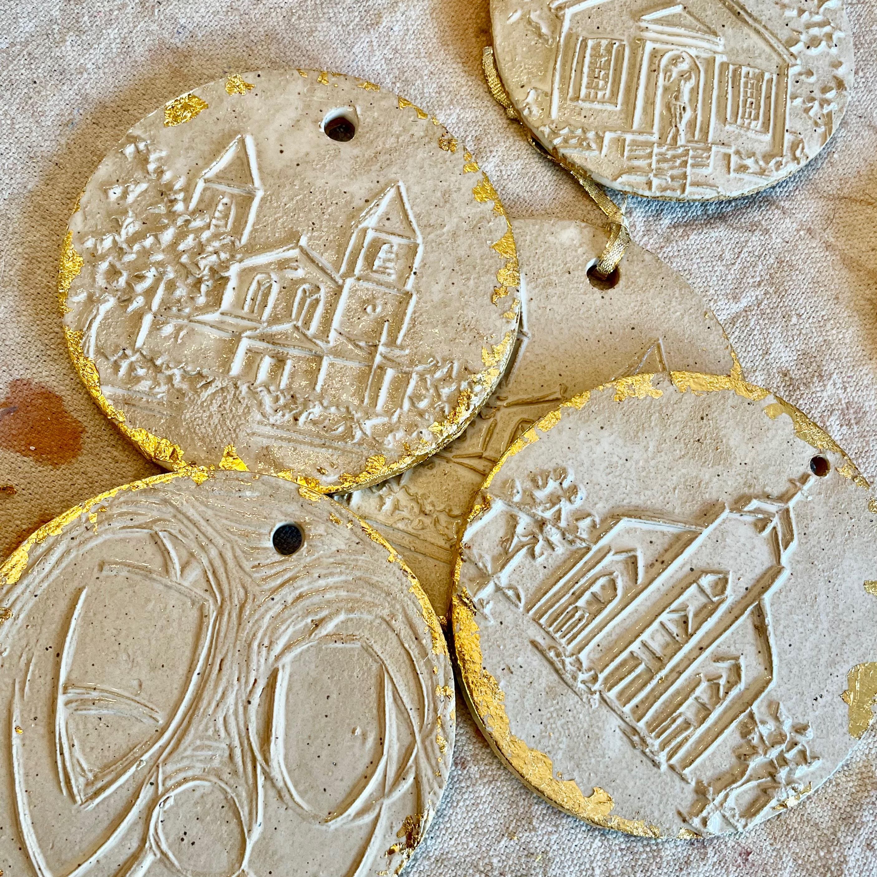 Adornos navideños de iglesia personalizados, Sagrada Familia de cerámica hecha a mano