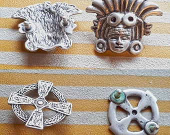 Silver coloured concho pack celtic cross  maya aztec  inca larp fantasy costume sca ren faire warcraft cosplay decorative medieval rivet