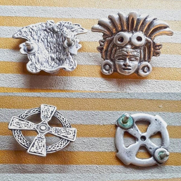 Silver coloured concho pack celtic cross  maya aztec  inca larp fantasy costume sca ren faire warcraft cosplay decorative medieval rivet