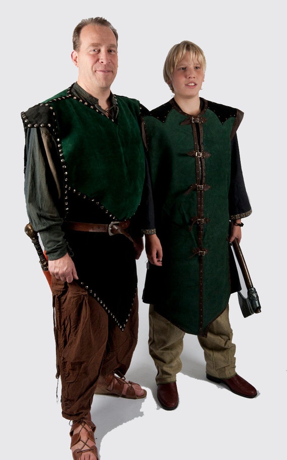 Elven Brown Green Leather Bracers Larp Medieval Arm Armor SCA Cosplay Pirate