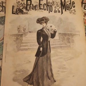 Rivista d'epoca Le petit echo de la mode rivista di moda francese antica anni '20 e '30 costume storico ricerca scrapbooking effimero