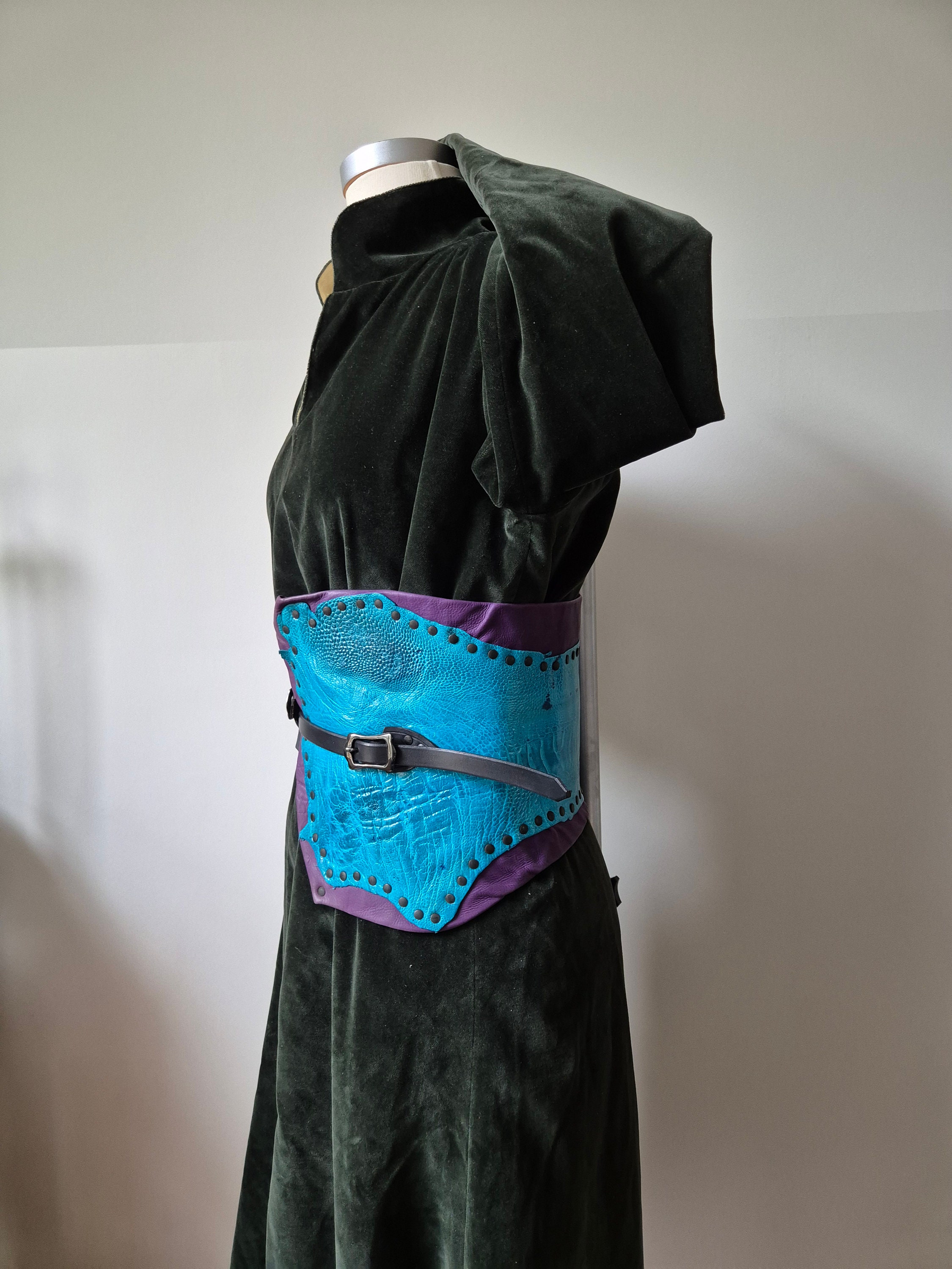 Unique Ostrich Leather Obi Belt for Fantasy Larp Costume 