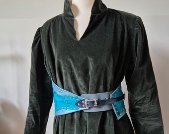 Unique ostrich leather obi belt for fantasy larp costume cosplay adjustable size corset belt post apo festival clothing ren faire accessory