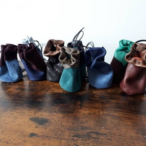 Small leather dice bag larp pouch drawstring medieval reenactment ren fair pirate viking cosplay costume coin purse