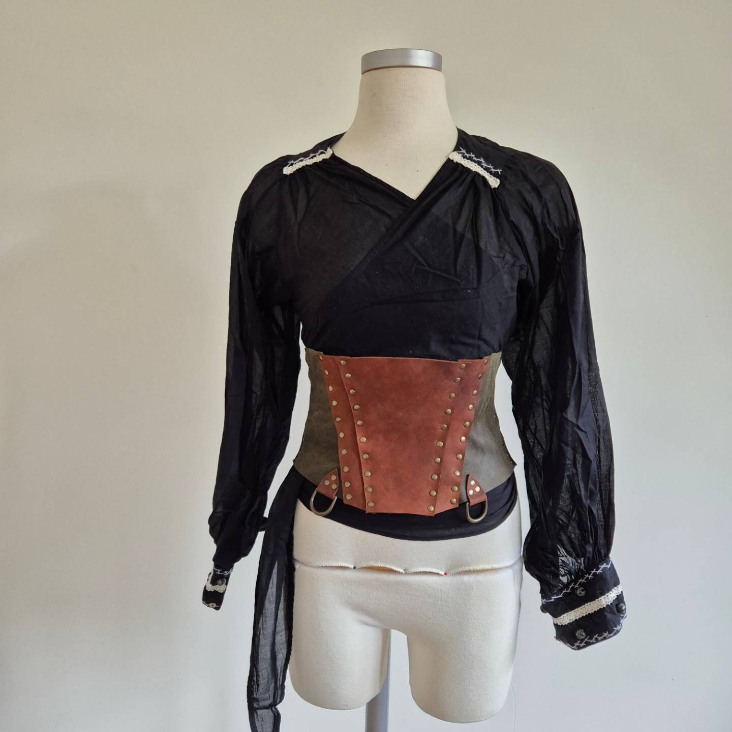 2485 Corsets Belt Tops Leather Vest Pirate Halloween Costume Lace Up Waist Women main image 2