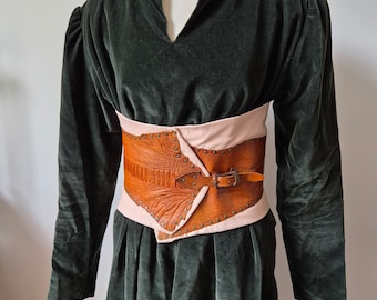 Unique Ostrich Leather Obi Belt for Fantasy Larp Costume Cosplay