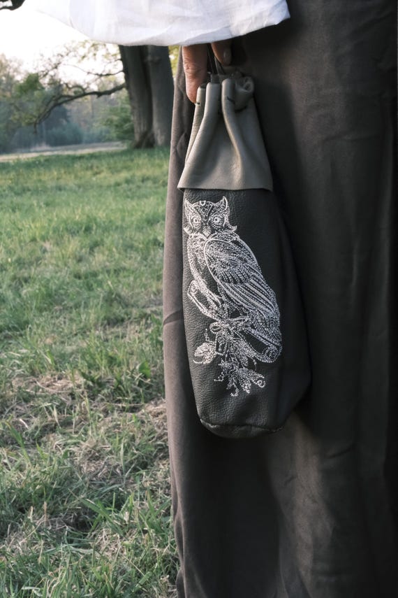 Larp Leather Thermos Cover or Embroidered Wine Bottle Bag Costume