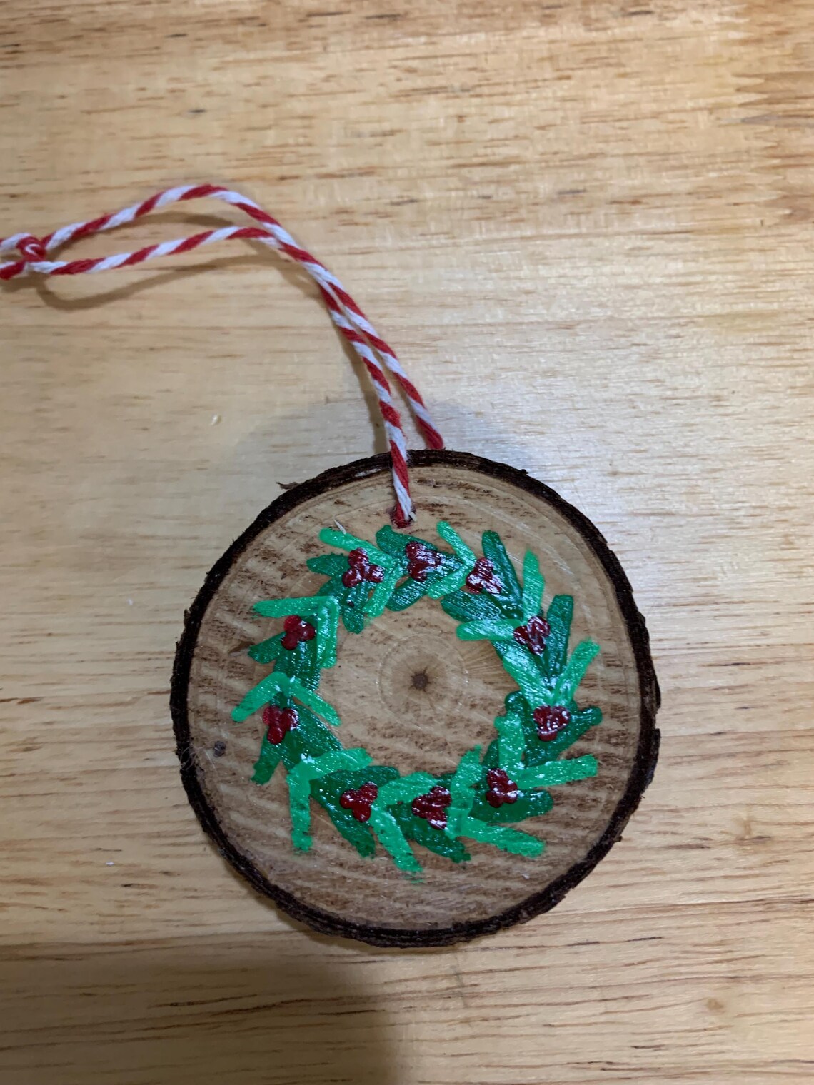 Hand Painted Wood Slice Christmas Ornaments - Etsy
