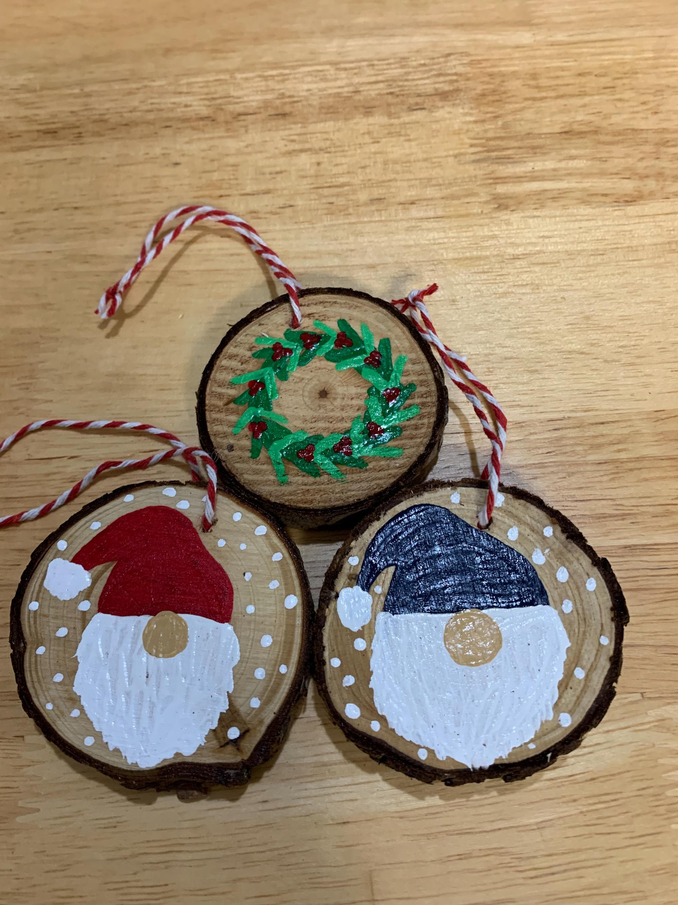 Hand Painted Wood Slice Christmas Ornaments - Etsy