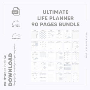Whole Shop Bundle Lifetime Access! Minimalist Digital Printable Planner Pages Bundle, PDF Daily Monthly Productivity Planner Inserts Refill!