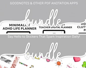 35+ Minimalist Digital Planner Bundle, 28000+ GoodNotes Stickers (Digital Download)