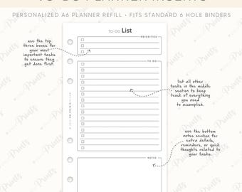Printed A6 To-Do List Planner Inserts: Minimalist Daily Checklist