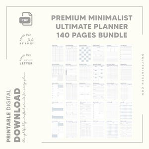 Whole Shop Bundle Lifetime Access! Minimalist Digital Printable Planner Pages Bundle, PDF Daily Monthly Productivity Planner Inserts Refill!