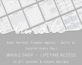 2000 Druckbare Planer Seiten, gesamter Shop Bundle, Minimalistische digitale Set Sammlung, täglich wöchentlich monatlich 2026 undatiert, A5 A6 A4 Letter