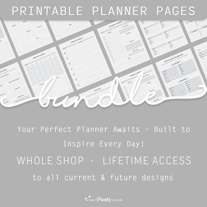 2000+ Digital Printable Minimalist Planner Pages Whole Shop Bundle, Lifetime Access, PDF Daily Monthly Productivity, Planner Inserts Refill