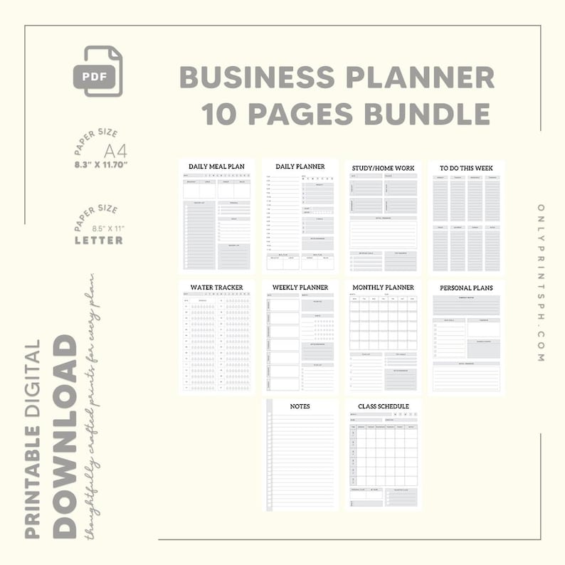Whole Shop Bundle Lifetime Access! Minimalist Digital Printable Planner Pages Bundle, PDF Daily Monthly Productivity Planner Inserts Refill!