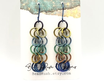 Hypoallergenic Multi-Colored Niobium Jump-Ring Earrings