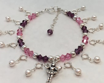 Amethyst and Rose Tooth Fairy Bracelet Ensemble