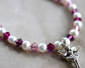 Tooth Fairy Bracelet in Light Rose, Amethyst, and Fuchsia