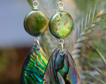 You Choose Your Abalone | Abalone Shell & Freshwater Pearl Earrings | Ocean Inspired Jewelry