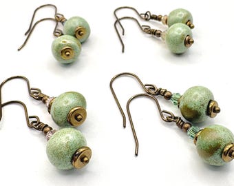 You Pick: Green Star Mud Bead Niobium Earrings From Africa
