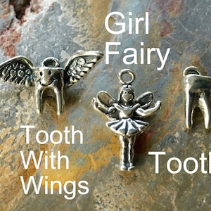 Tooth or Fairy Charm with Clasp for Tooth Fairy Bracelet or Any Necklace or Bracelet