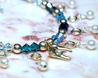 Tri Color Blue Tooth Fairy Charm Bracelet Ensemble