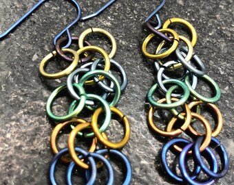 Hypoallergenic Multi-Colored Niobium Jump-Ring Earrings