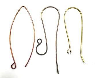 Niobium Ear Wires – Choose Your Design – 5 Pairs Handmade Hypoallergenic Hooks - Modern and Minimal