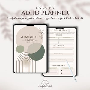 The Mindful Focus Planner | ADHD Digital Planner for Adults | Printable Daily & Weekly ADHD Planner PDF | Neutral Boho Aesthetic