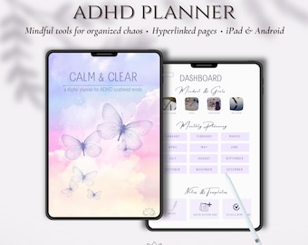 Pastel ADHD Digital Planner, Calm & Clear, Undated