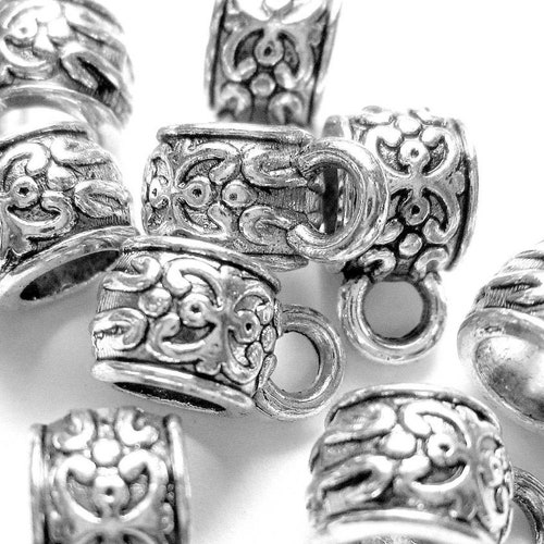 30 Bead Hangers Jewelry Making Supplies Antique Silver Charm Etsy