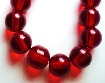 1 Strand Cranberry Red Glass Beads, Red Round Beads, Glass Spacer Beads, Glass Jewelry, 8mm, 6mm, 4mm