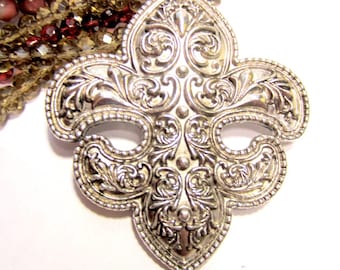 1 Fleur De Lis pendant antique silver Findings oversized 72mm x 100mm medieval jewelry statement jewelry