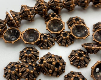 24 Antique copper Bead caps Tibetan alloy metal jewelry  supplies large hole bead caps - 10X5mm