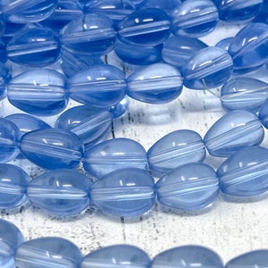 Sky Blue Glass Teardrop Beads, Glass Spacer Beads, 1 Strand