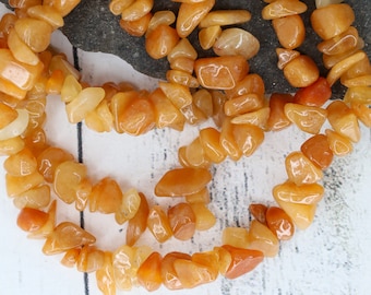 Chunky Burnt Orange Aventurine Stone Beads, Natural Stone Spacer Beads, Various Sizes, 1 Strand, ~34 inches