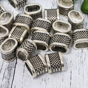 Antique Silver Large Hole Slide Spacers, Slide Beads, Qty 10