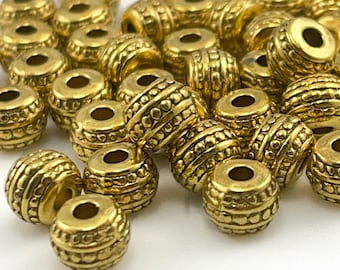Antique Gold Spacer Beads, 7x5mm Exotic Jewelry Supplies, Alloy Beading, Necklace Bracelet Earring Making, Craft Spacer Beads, Qty 30
