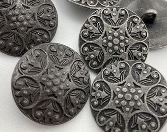 6 Antique Gunmetal Shank Button - Perfect For Leather Wrap Bracelets - Artisan Silver Findings