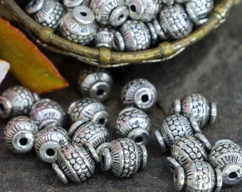 Metal Spacers - Metal Beads - Silver Beads - Silver Spacers - Antique Silver - Qty 24