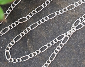 Handmade Antique Silver Mother-Son Chain, Figaro Style Unwelded Jewelry Chain, Unfinished Iron Chain for Crafting Qty 10ft