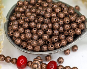 Red Copper Oval Spacer Beads, Bright Copper Shaped Beads, Metal Spacer Beads, Jewelry Findings, 4x3.5mm