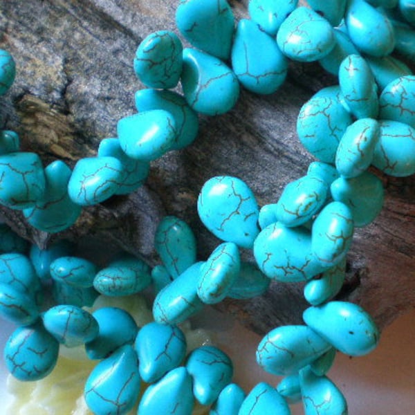 Turquoise beads 36 teardrop briolettes howlite stone beads diy jewelry supply