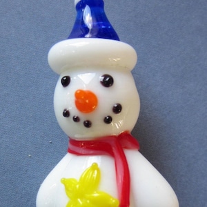 4 Snowman lampwork beads handmade glass bead pendants X513 holiday jewelry