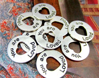 12 You are loved Charms Antique Silver Tone SC7364