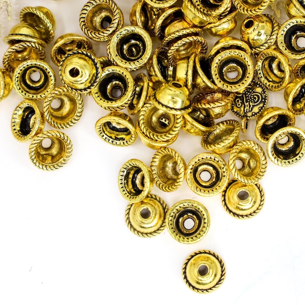Antiekgouden kralenkapjes, eenvoudige ronde afstandsdoppen van 8 mm voor het maken van sieraden, aantal: 30