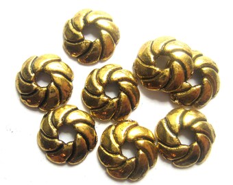 30 Metal Bead caps antique gold 9mm  DIY jewelry supplies F1068