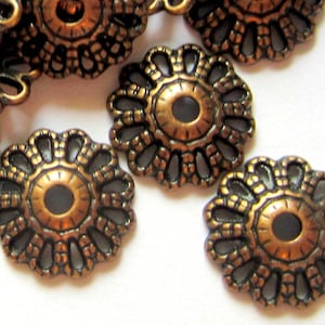 30 Rot kupfer perlkappen 12 mm Spitze filigrane diy Schmuck machen