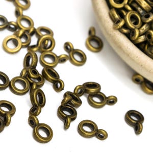 Antique Bronze Bead Hangers, 6.5mm Jewelry Charm Connectors, Spacer Beads with Loop for Pendants or Dangles image 4